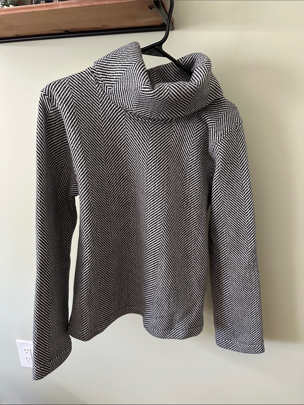 J. Crew Black & White Herringbone Turtleneck Sweater